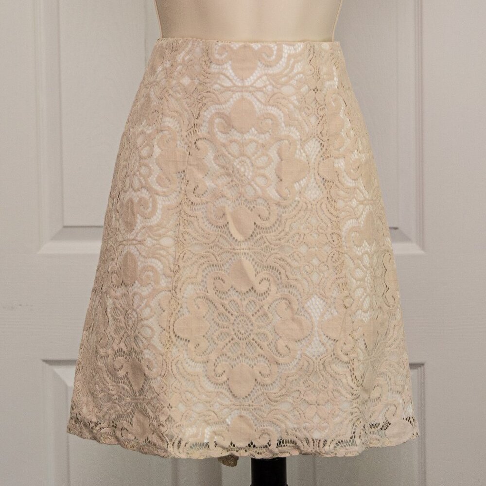 Lace Beige Skirt with Cotton Liner